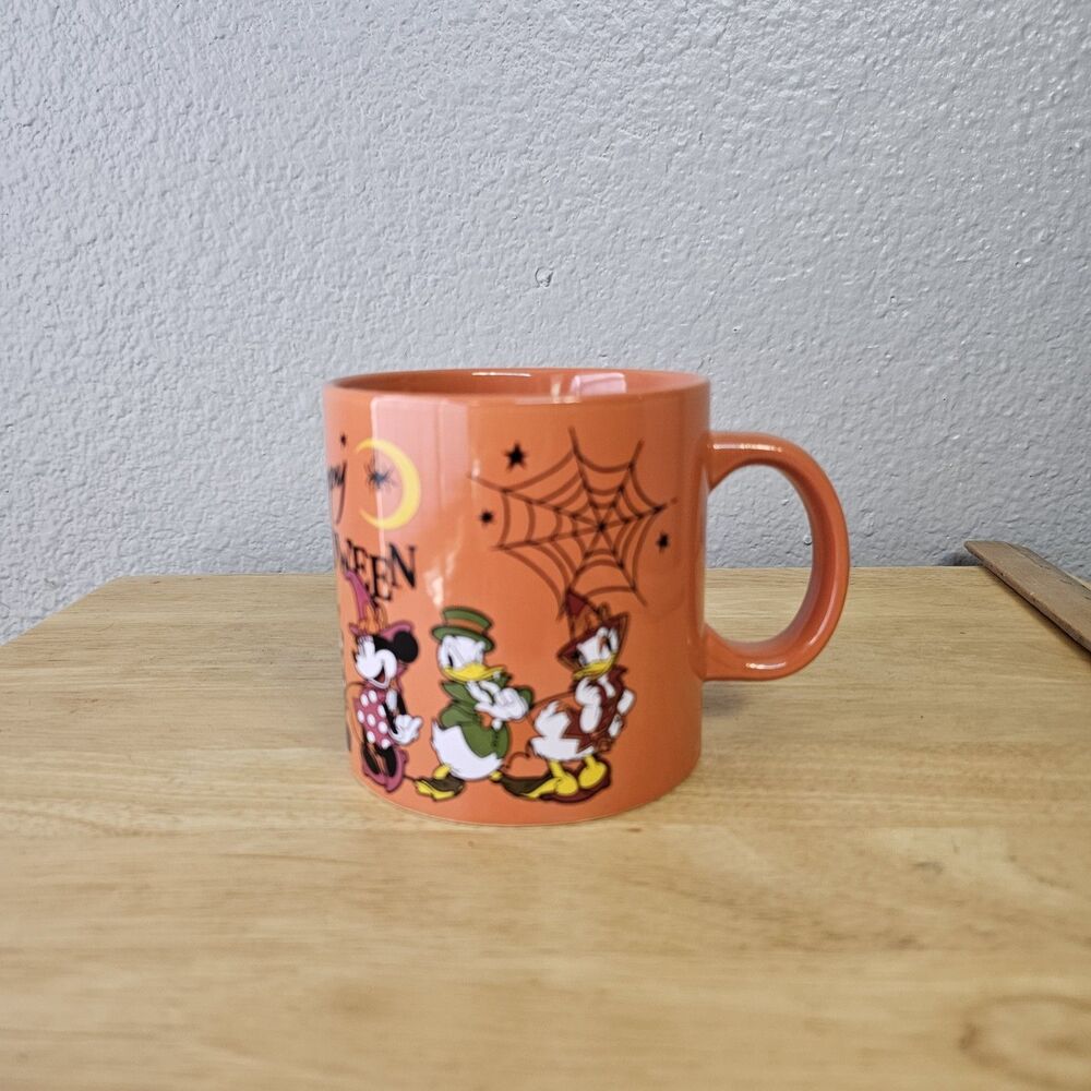 Disney Halloween Mug Mickey Minnie Donald Daisy Pluto Orange Coffee Cup 20oz